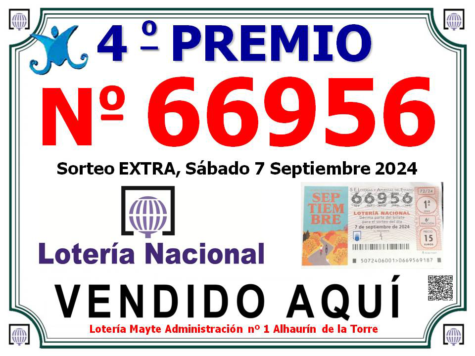 Cartel premio loteria nacional 7 septiembrte 2024